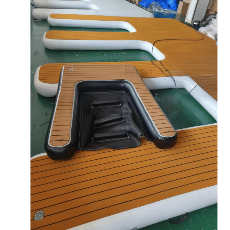 inflatable drop stitch products in a factory warehouse