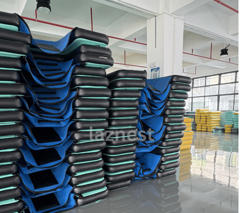 piles of water hammocks in a warehouse factory
