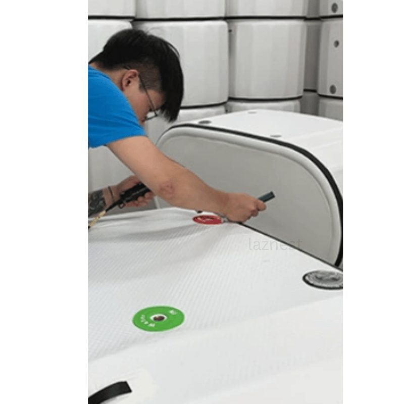 a work is making a drop stitch ice tub