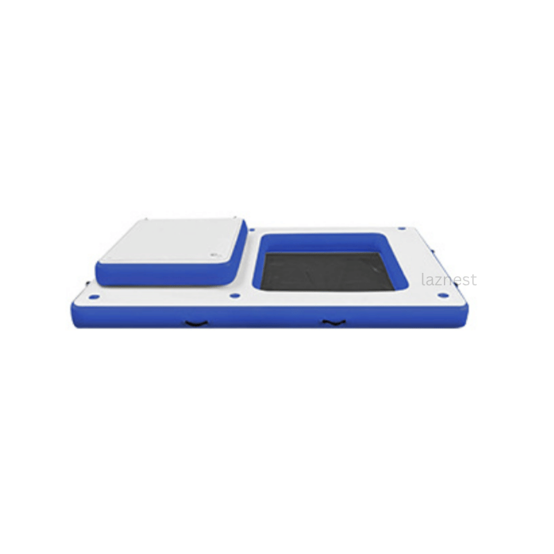 blue and white linflatable drop stitch Floating dock with hammock