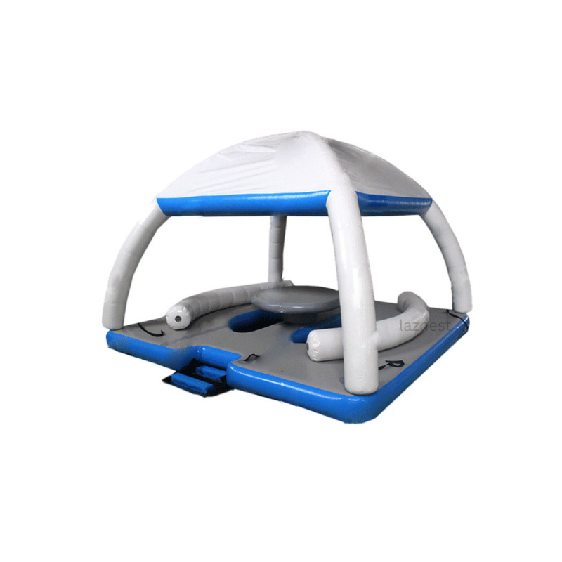 drop stitch inflatable floating dock with canopy and backrests