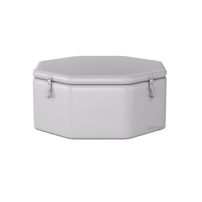 octangle gray inflatable ice tub with lid -made from drop stitch material