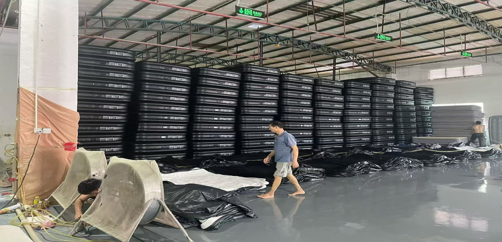 Air mattress production area at a partner factory